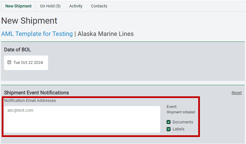 create a shipment overview 3