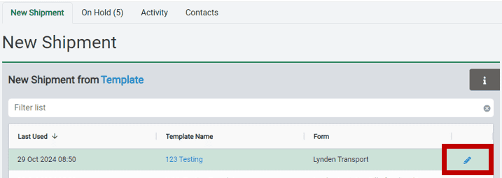 create a shipment templates 4