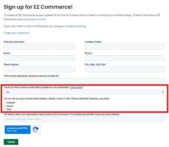 Enabling Shipment Updates for all shipments.