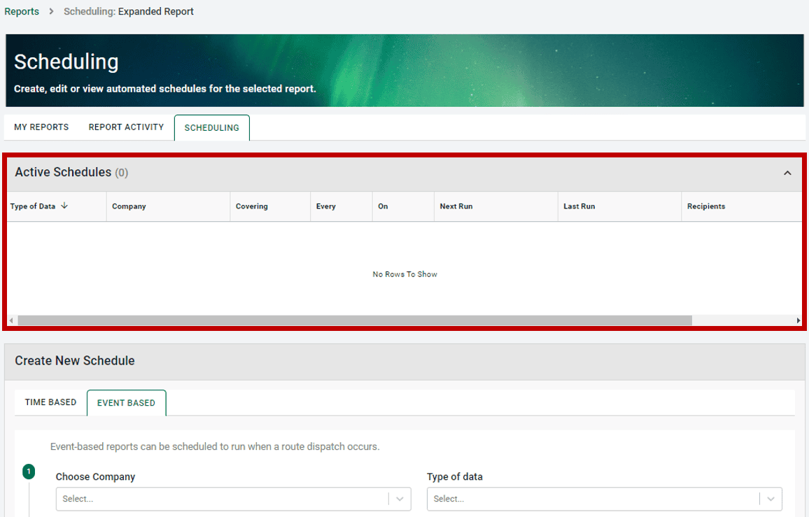 Active scheduled reports in EZ Commerce