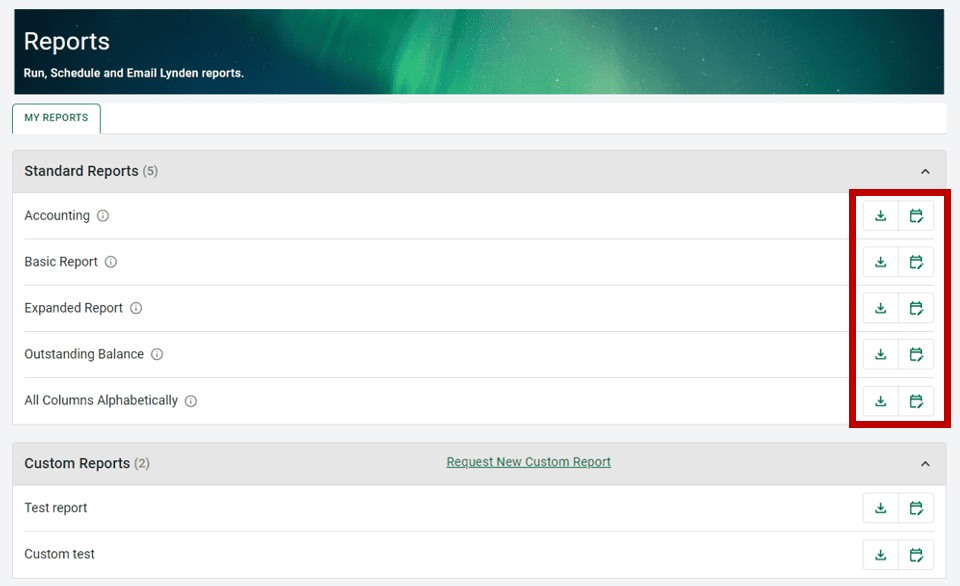 Downloading or scheduling reports
