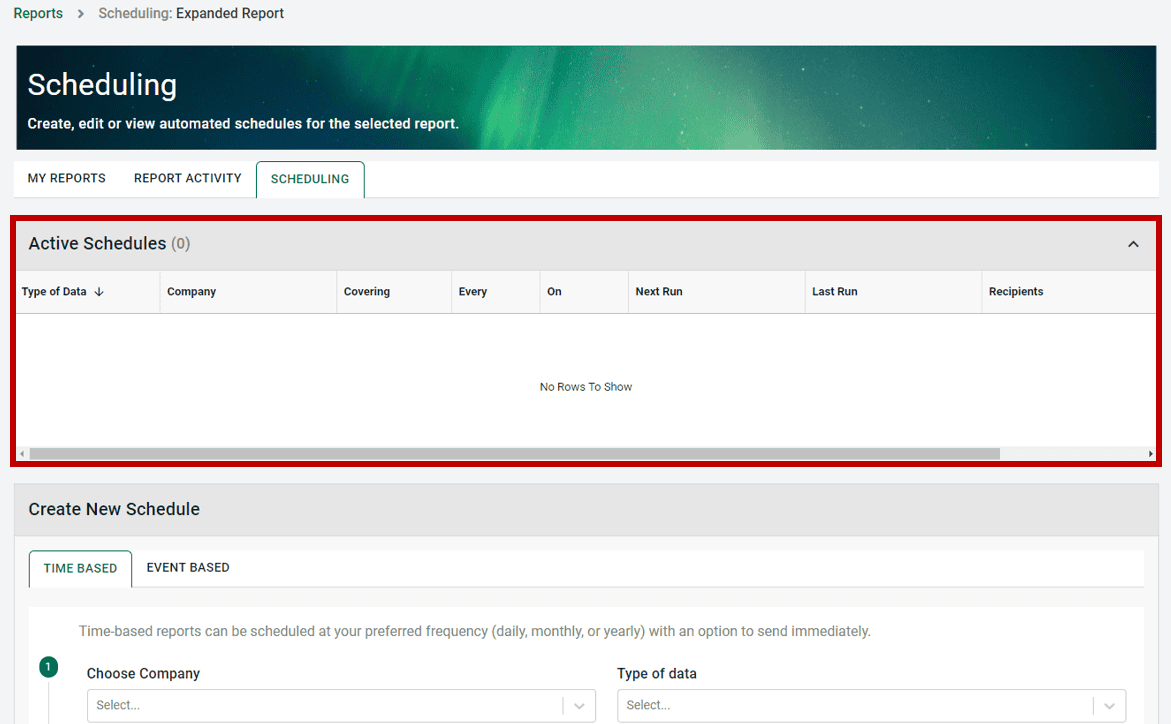 Scheduling a Time-based report