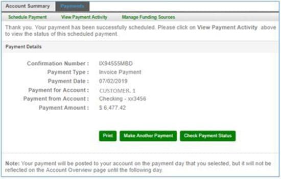 Payment confirmation in our online payment system.
